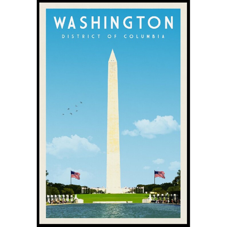 Washington DC Vintage Art Print Washington DC Wall Art Decor Etsy
