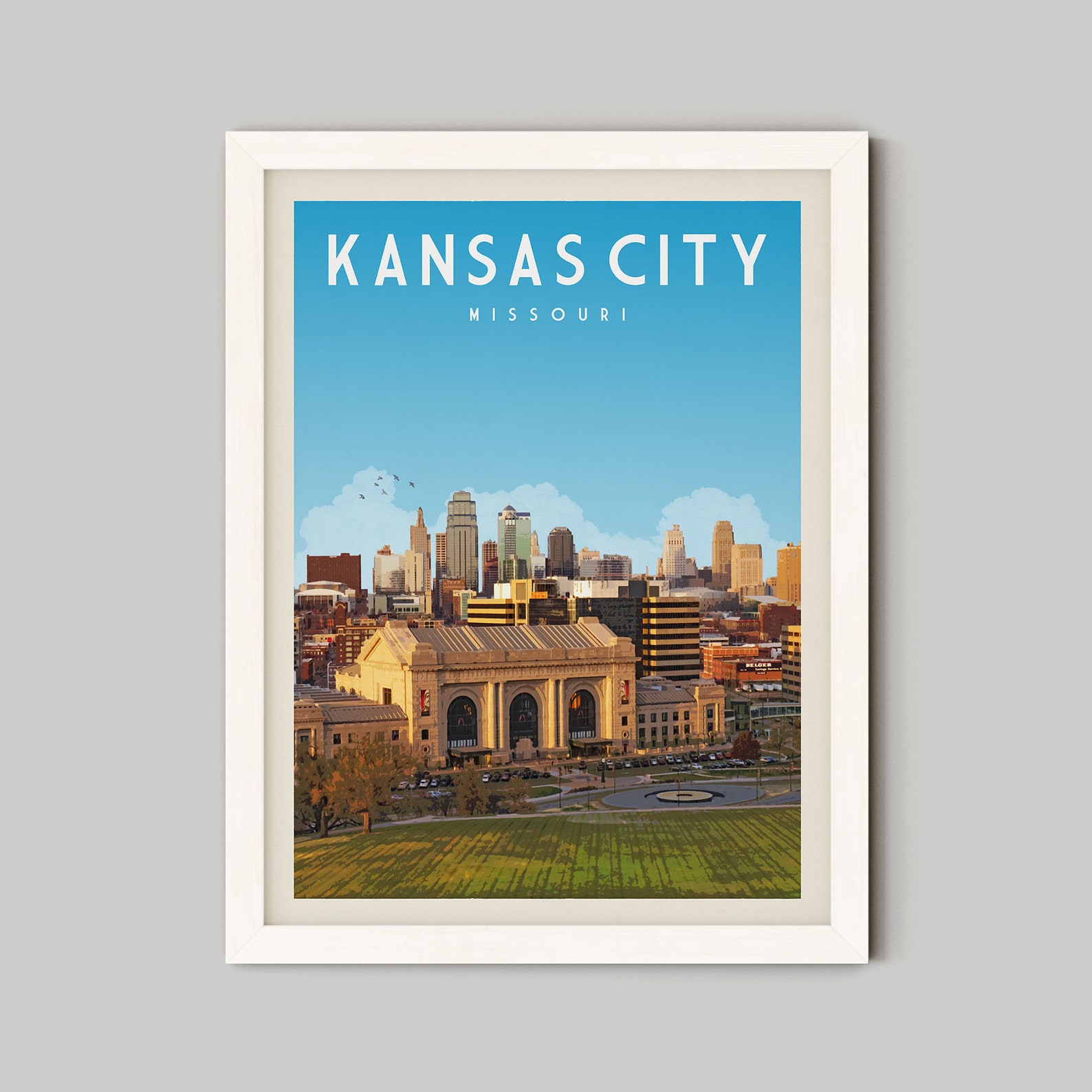 Kansas City Vintage Wall Art Kansas City Art Print Travel Etsy