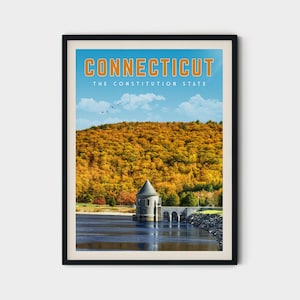 Conneticut Reiseposter, Conneticut Druck, Conneticut Wandkunst Leinwand, Conneticut Geschenk, Conneticut Karte, Hartford Conneticut Postkarte
