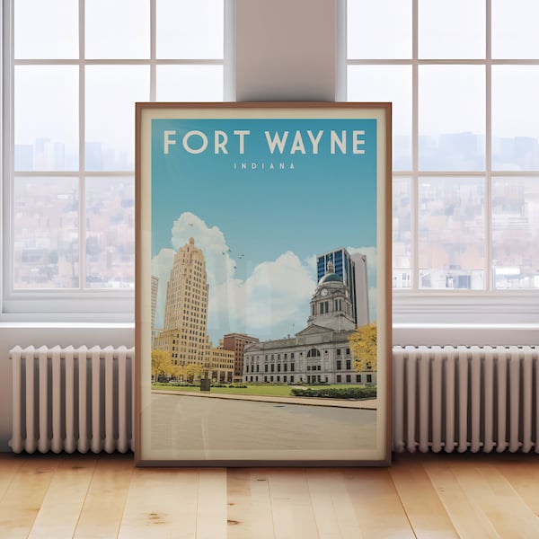 Fort Wayne Indiana Print, Fort Wayne Indiana Wall Art, Fort Wayne Poster, Indiana Poster, Fort Wayne Skyline, Indiana Wall Art