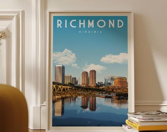 Richmond Virginia Print, Richmond Skyline Poster, Richmond Wall Art, Richmond Canvas, Richmond Map, Richmond Home Decor, Richmond Gift