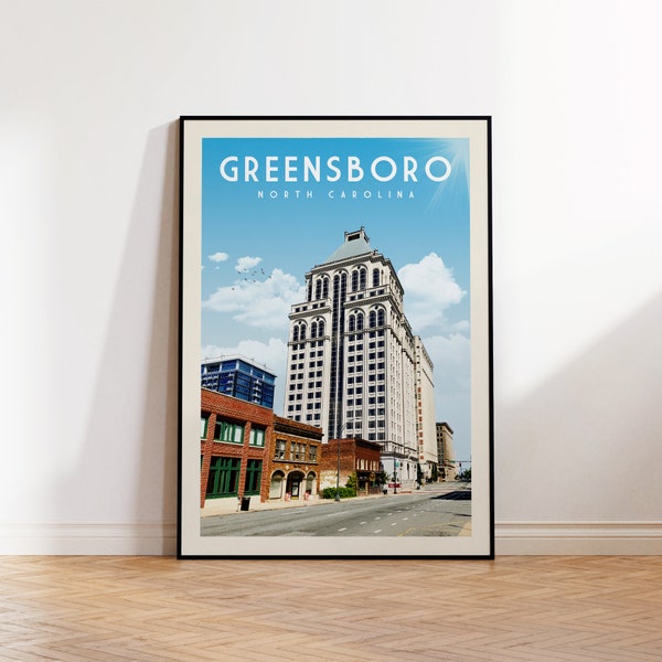 Greensboro Poster, Greensboro North Carolina Print, Greensboro Wall Art | Vintage Travel Poster | Vintage North Carolina Poster