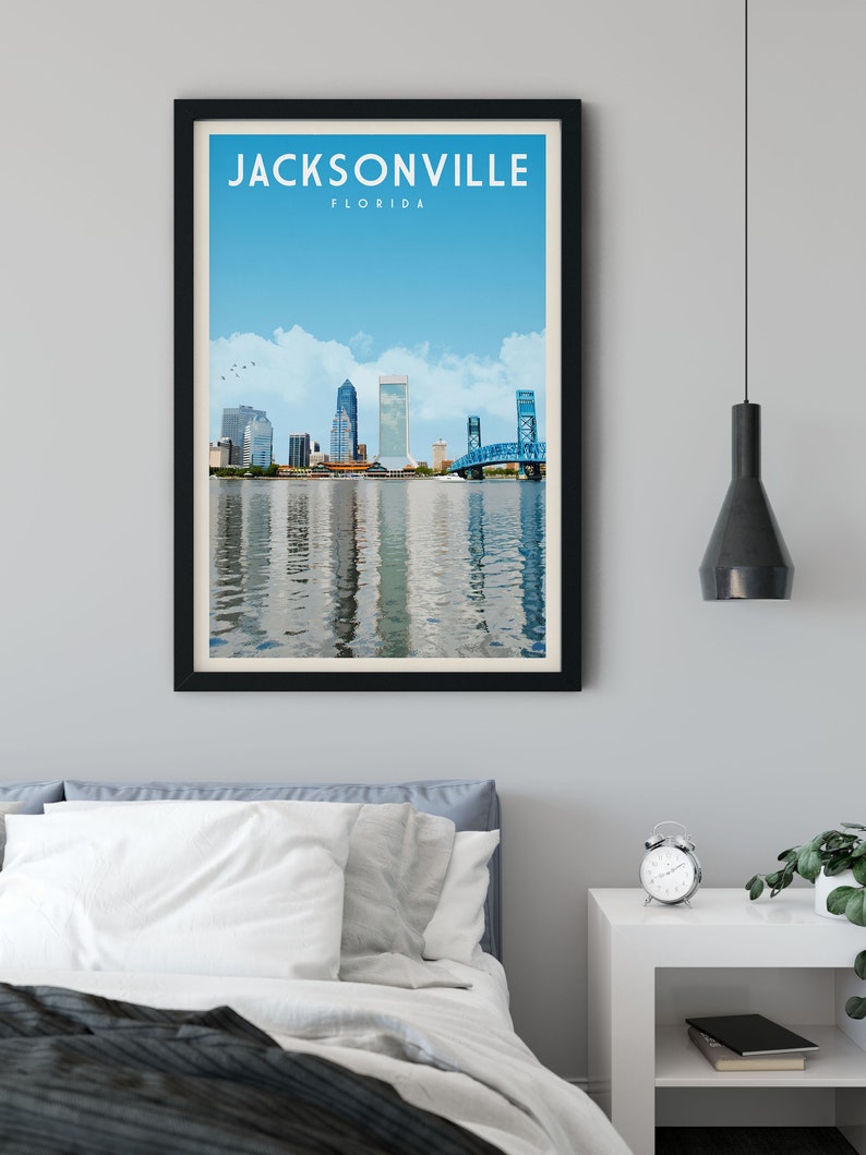 Jacksonville Florida Skyline Poster Print Jacksonville Etsy