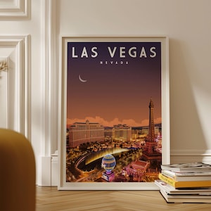 Póster de Las Vegas, arte de Nevada, póster de viaje retro de Nevada, decoración vintage del suroeste, mapa de Las Vegas, impresión de Las Vegas, regalo de Las Vegas