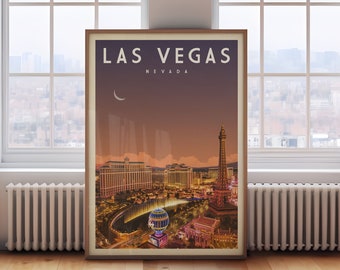 Las Vegas Poster, Nevada Art, Nevada Retro Travel Poster, Vintage Southwest Decor, Las Vegas Map, Las Vegas Print, Las Vegas Gift