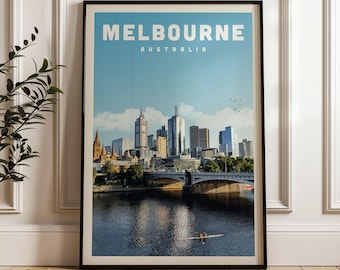 Melbourne Australia Travel Poster, Melbourne Print, Australia Wall Art Gift