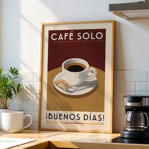 Cafe Solo Coffee Poster, Kitchen Coffee Bar Art Print, Coffee Bar Sign | Vintage Coffee Poster | Kitchen Art Print for Coffee Lover