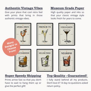Aperol Spritz Print, Aperol Spritz Poster | Bar Cart Prints | Vintage Cocktail Poster Wall Art for Home Bar Cart image 4