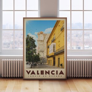 Póster de viaje de Valencia, España, impresión de viaje de Valencia, impresiones de arte de España, arte de pared de Valencia, impresión de Valencia, arte de pared de España, regalo vintage de España