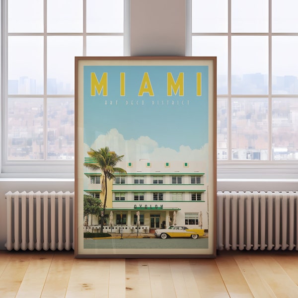 Miami Poster, Miami Avalon Hotel Wall Art, Miami Print, Miami Wall Art, Miami Beach Poster, Art Deco Building, Miami Gift, Miami Beach Print