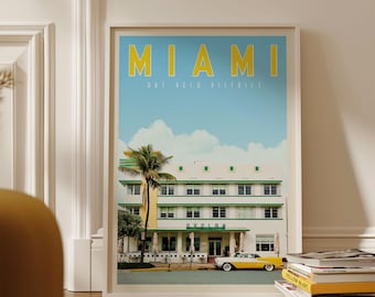 Miami Poster, Miami Avalon Hotel Wall Art, Miami Print, Miami Wall Art, Miami Beach Poster, Art Deco Building, Miami Gift, Miami Beach Print