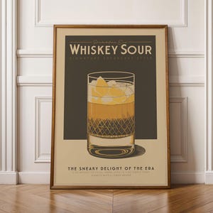Whiskey Sour Cocktail Print, Whiskey Sour Cocktail Poster, Bar Wall Art, Bar Cart Art Prints, Retro Print, Bar Accessories, Whiskey Gift
