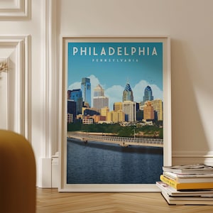 Philadelphia Skyline Wall Art, Philadelphia Neighborhoods Wall Decor Print, Cute Philly Art Poster Gift, Pennsylvania State Travel Poster