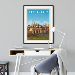 Kansas City Vintage Wall Art Kansas City Art Print Travel - Etsy