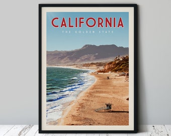 California Poster, California Wall Art, California Art Print, Southern California Print, Northern California Wall Art, Surfboard Wall Art