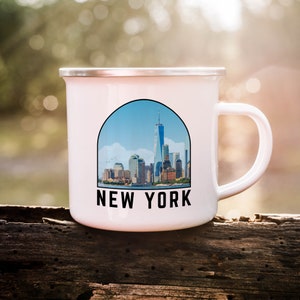New York Enamel Mug, Camping Mug, Metal Campfire Mug, Retro Coffee Cup, New York Souvenir Gift Idea