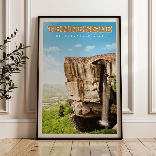 Tennessee reisposter, Tennessee Print, Tennessee Wall Art Canvas, Tennessee cadeau, Tennessee kaart, Nashville Tennessee briefkaart