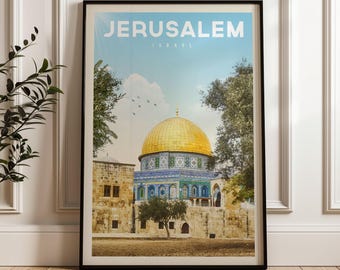 Jerusalem Travel Poster, Jerusalem Print, Israel Wall Art Gift