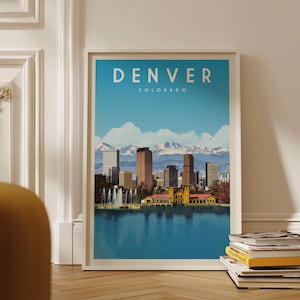 Denver Colorado Mountain Wand Kunst Druck, Denver Colorado Poster, Denver Co Skyline Wanddekoration, Rocky Mountain Kunst, Colorado Rockies Geschenk