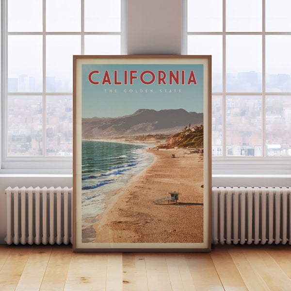 California Poster, California Wall Art, California Art Print, Southern California Print, Northern California Wall Art, Surfboard Wall Art