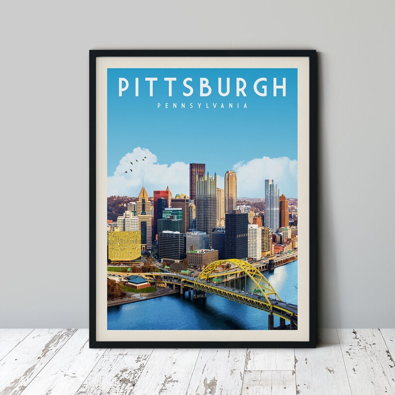 Pittsburgh Wall Art Print Pittsburgh Retro Travel Poster Etsy