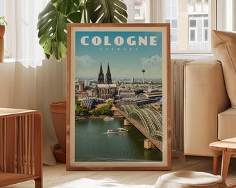 Cologne Vintage Poster, Cologne Travel Print, Germany Travel Wall Decor, Cologne Germany Wall Art, Cologne Germany Gift
