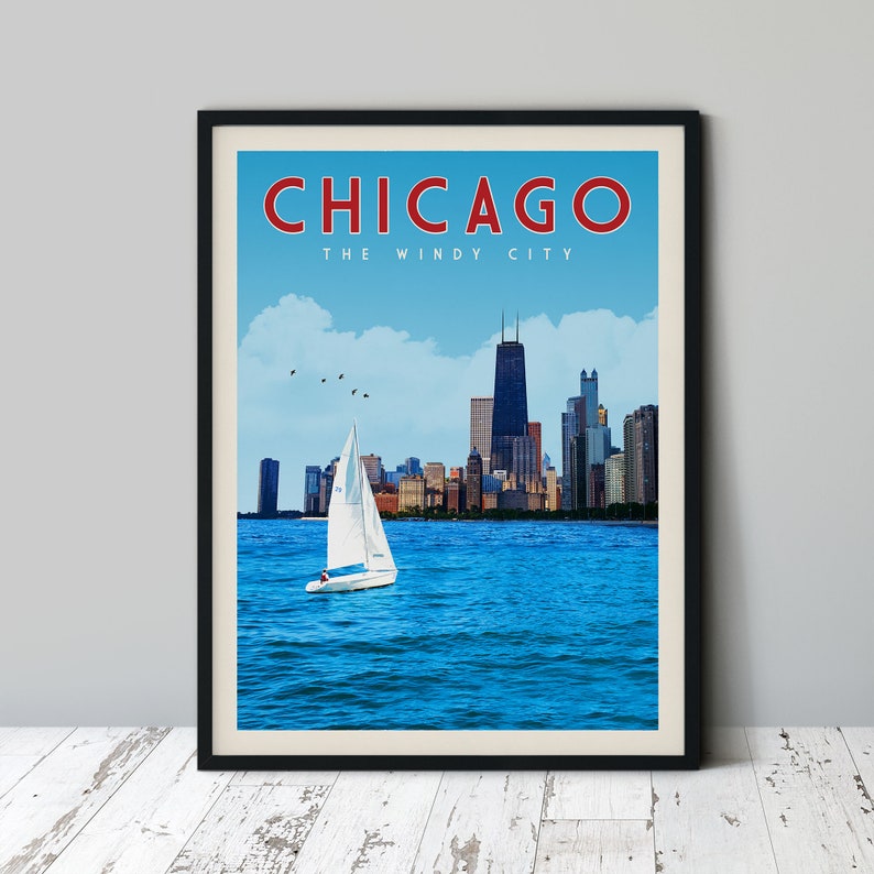 Chicago Wall Art Chicago Art Print Chicago Travel Poster Etsy