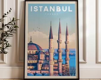Istanbul Turkey Travel Poster, Istanbul Print, Turkey Wall Art Gift