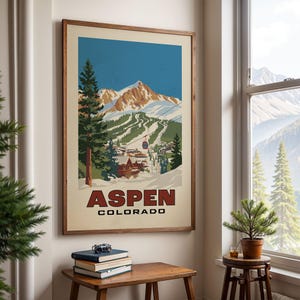 Aspen Colorado Ski Poster, Ski Art | Vintage Ski Poster | Colorado Winter Wall Art