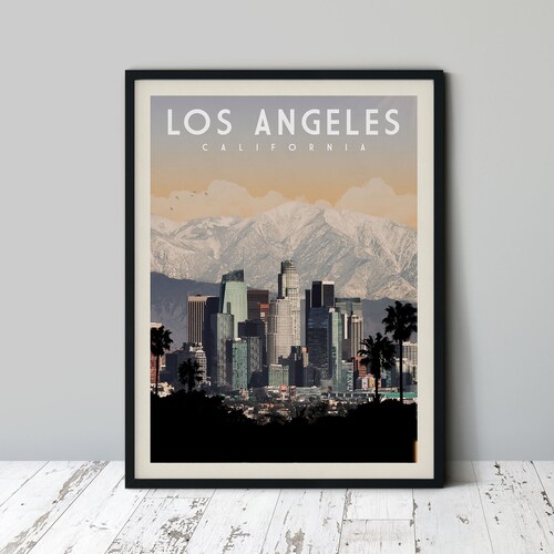 Los Angeles California Wall Art Downtown Los Angeles Skyline Etsy