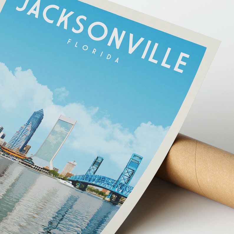 Jacksonville Florida Skyline Poster Print Jacksonville Etsy