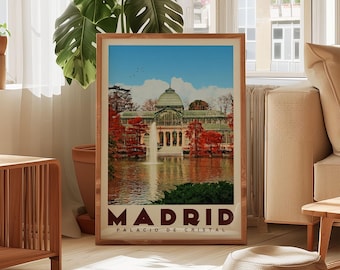 Madrid Poster, Spain Art Prints, Madrid Wall Art, Madrid Print, Palacio de Cristal Print, Spanish Art, Madrid Travel Poster, Vintage Spain