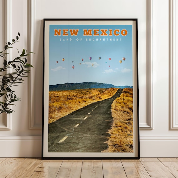 New Mexico Wall Art, New Mexico Poster, New Mexico Gift, Vintage Southwest Decor, New Mexico Print, New Mexico Map, Albuquerque Gifts