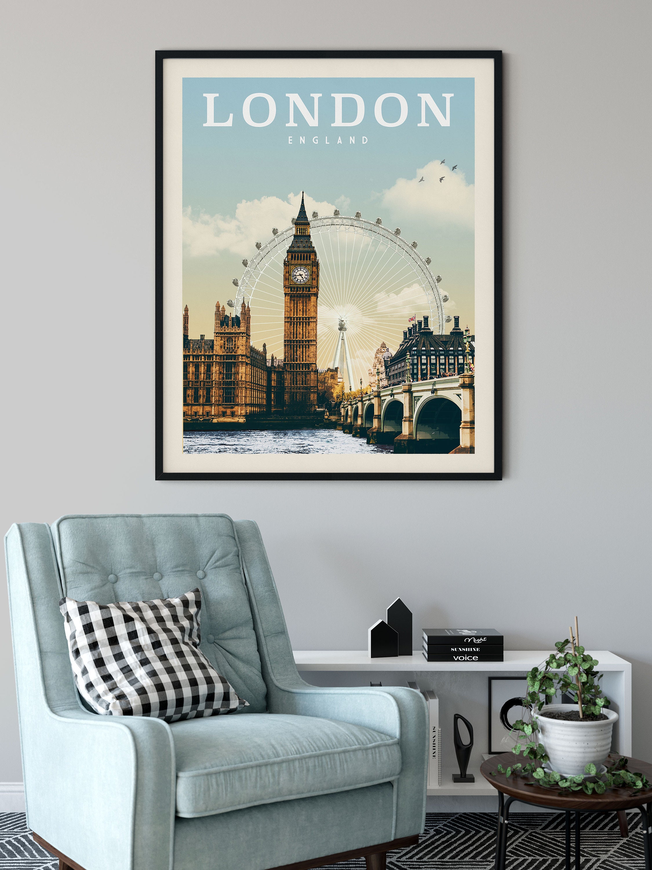 Discover London Wall Art, London Print, London Poster, England Print, English Art, London Skyline Print,  No Frame