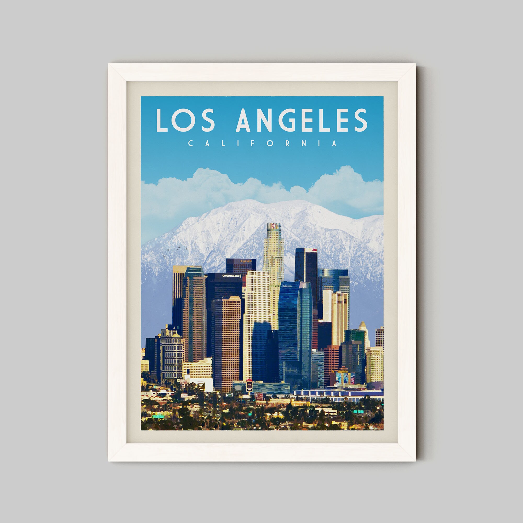 Los Angeles California Wall Art Downtown Los Angeles Skyline Etsy