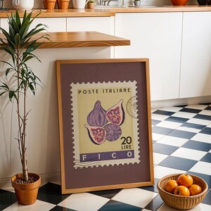 Plakat z figami, wydruk z targu owoców figowych | Włoska sztuka kulinarna | Wydruk z motywem jedzenia w stylu retro, sztuka ścienna z figami, zestaw plakatów z owocami