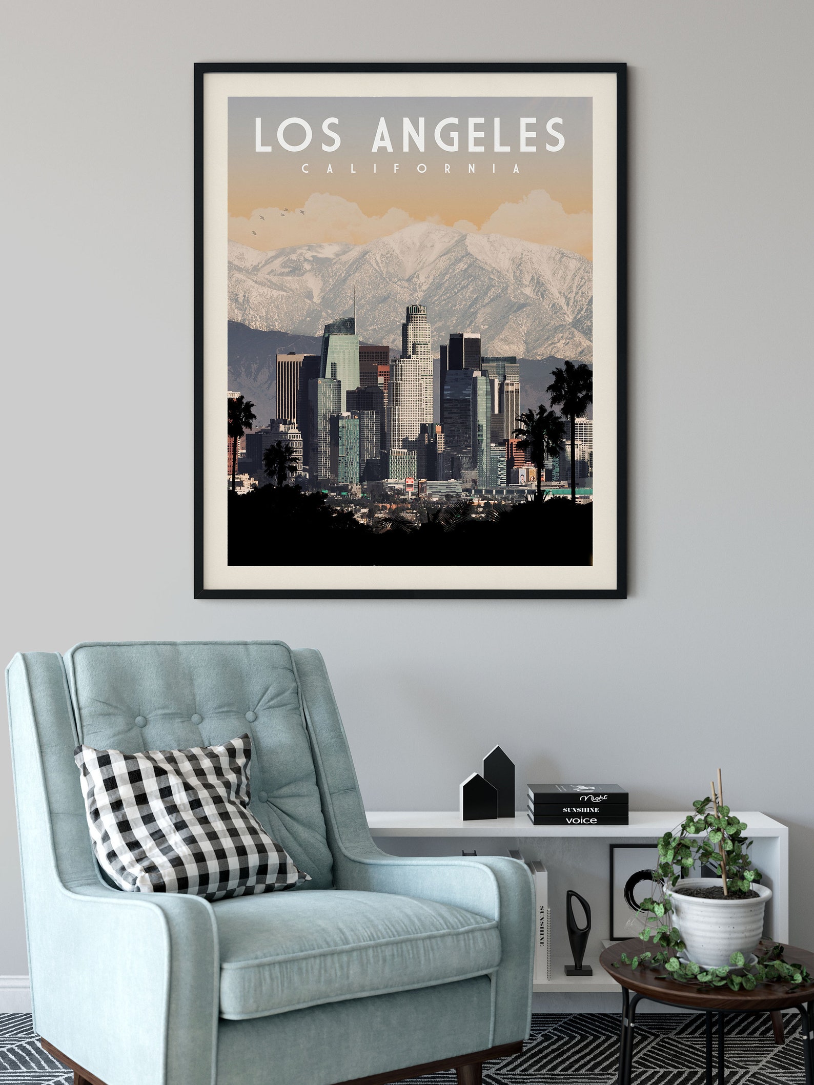 Los Angeles California Wall Art Downtown Los Angeles Skyline Etsy