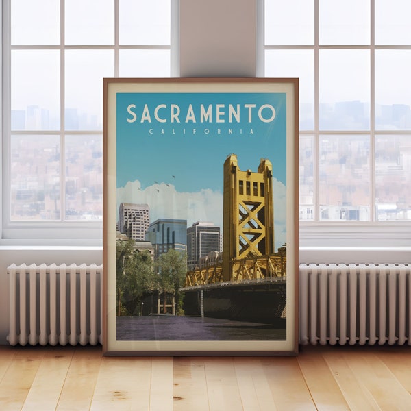 Sacramento Travel Poster, Sacramento Print, Sacramento Wall Art Canvas, Sacramento Gift, Sacramento Map, Sacramento California Postcard