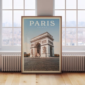 Póster de París, impresión del Arco del Triunfo, decoración de París para el dormitorio, impresión de París, decoración vintage de París, arte mural de París, arte mural francés, regalo de París