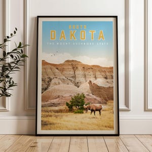 South Dakota Travel Poster, South Dakota Print, South Dakota Wall Art, South Dakota Vintage Travel Art, Badlands National Park Poster