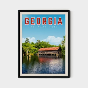 Georgia Poster, Georgia Framed Print, Georgia Wall Art, Georgia Decor, Georgia Gift, Atlanta Georgia Travel Poster, Georgia Map
