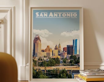 San Antonio Poster, San Antonio Wall Art Print | Vintage Texas Travel Poster | San Antonio Print, Unique Travel Gift