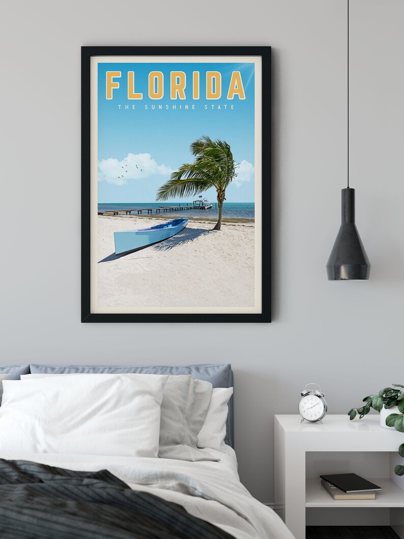 Florida Travel Poster Florida Wall Art Vintage Florida State - Etsy