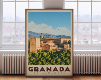 Granada Poster, Spanje Art Prints, Granada Wall Art, Granada Print, La Alhambra Print, Spanje Wall Art, Granada Travel Poster, Vintage Spanje