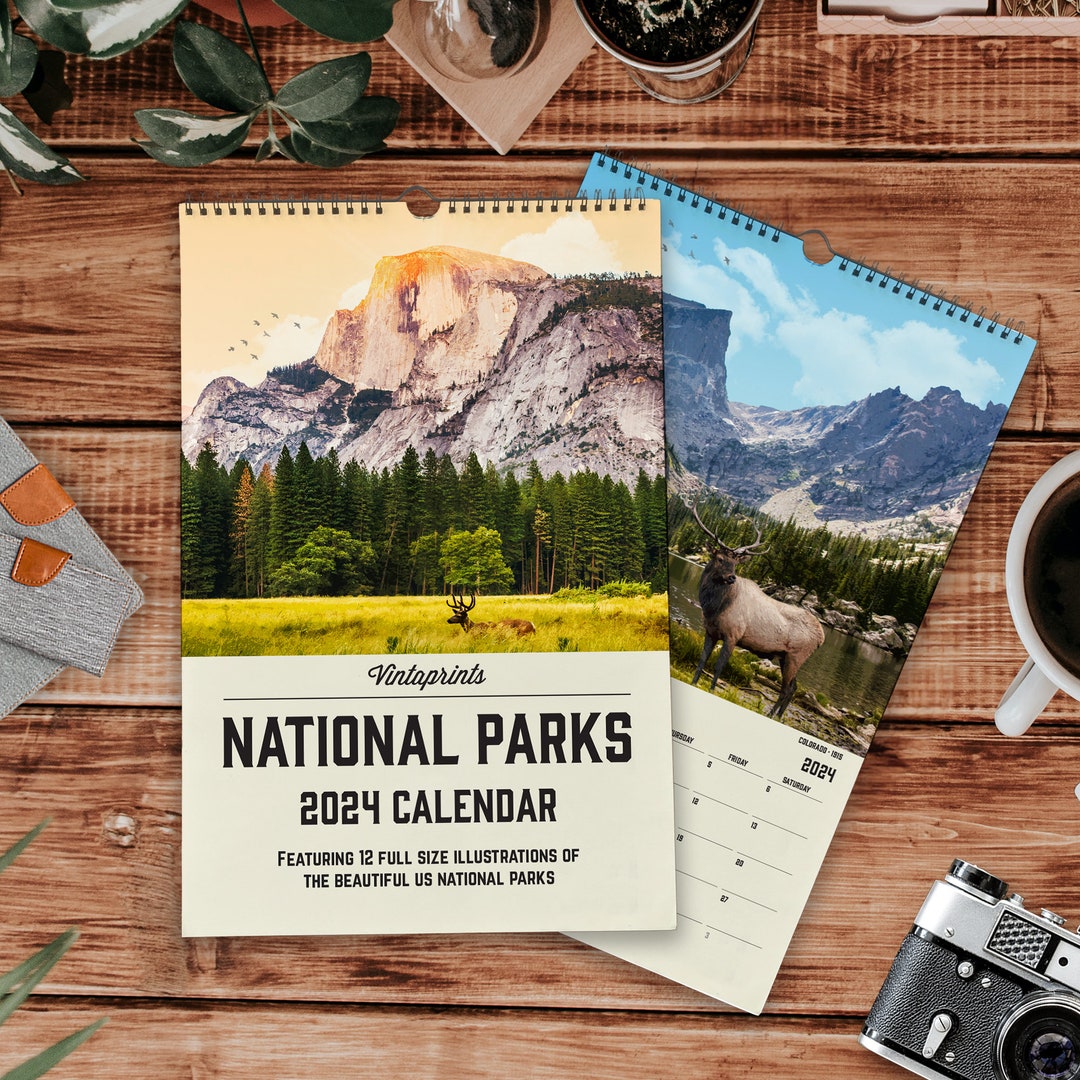 2024 National Parks Calendar, US National Park Calendar, Vintage