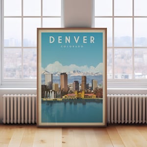 Denver Colorado Mountain Wand Kunst Druck, Denver Colorado Poster, Denver Co Skyline Wanddekoration, Rocky Mountain Kunst, Colorado Rockies Geschenk