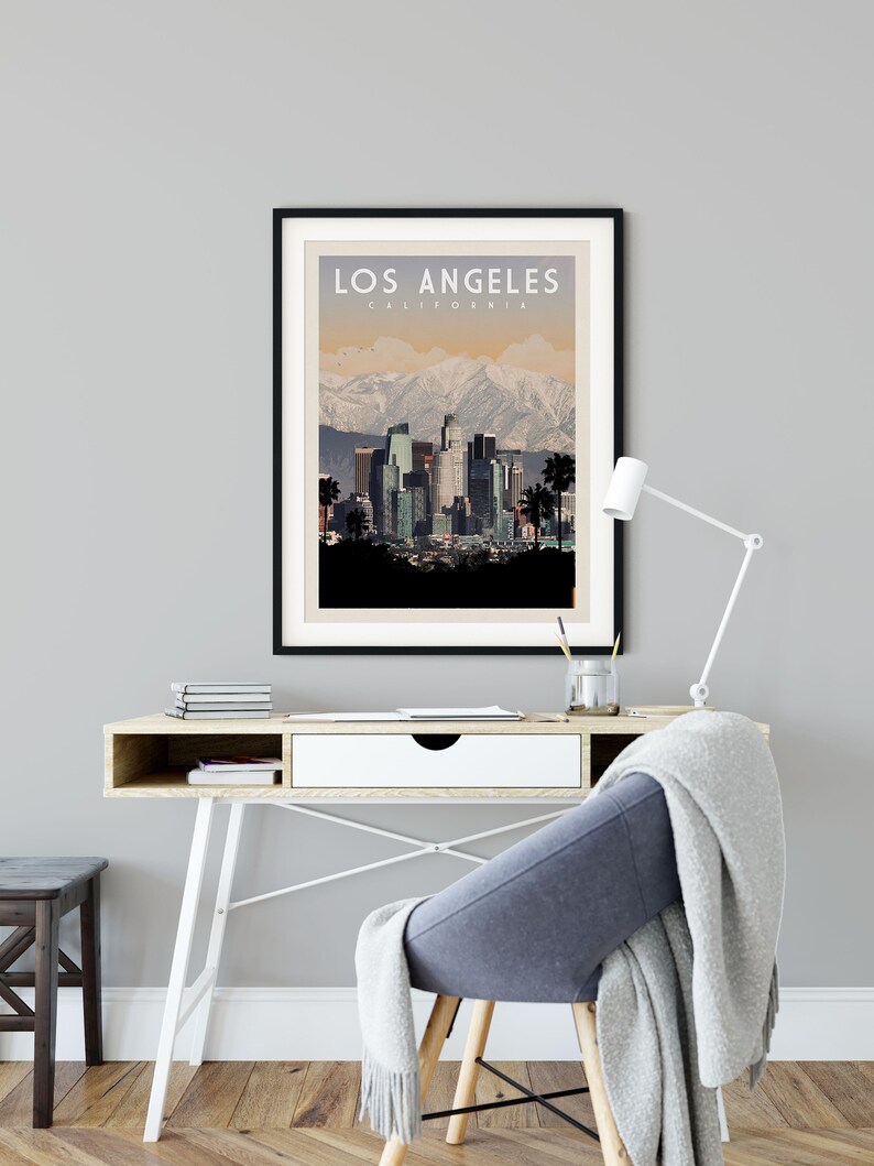 Los Angeles California Wall Art Downtown Los Angeles Skyline Etsy