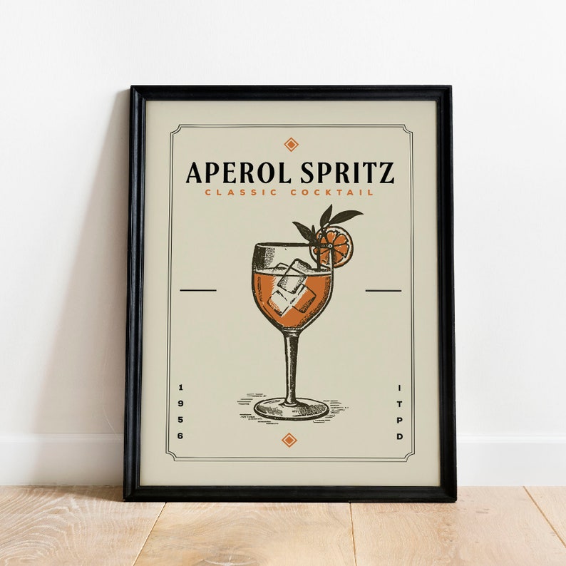 a framed poster of a glass of aperoli spritz
