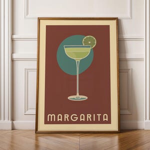 Margarita Cocktail Print, Margarita Cocktail Poster, Bar Wandkunst, Klassische Bar Warenkorb Kunstdrucke, Retro Cocktail Print, Barwagen Zubehör