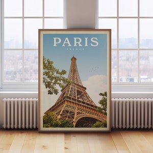 Impresión de la Torre Eiffel de París, póster de París, decoración vintage de París, arte mural de París, arte mural francés, regalo de París